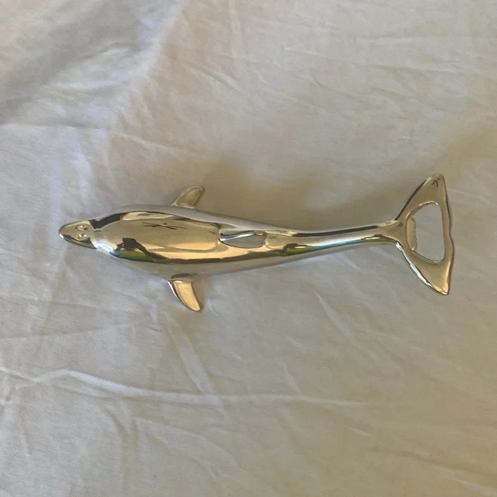 Vintage brand new Silverplate Dolphin metal Bottle Opener